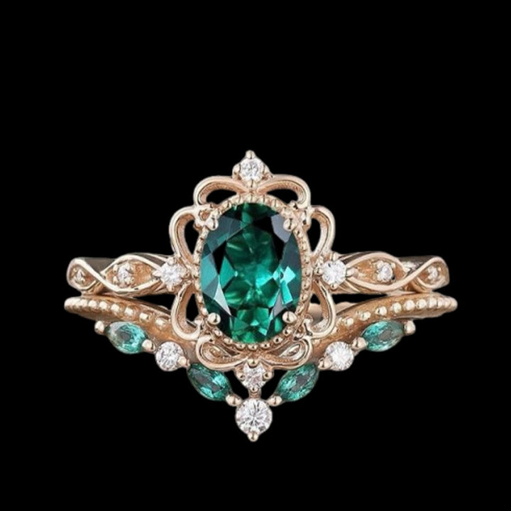 WorldNorse Elven Roots Of Yggdrasil Ring - Emerald - US 10 - image 0