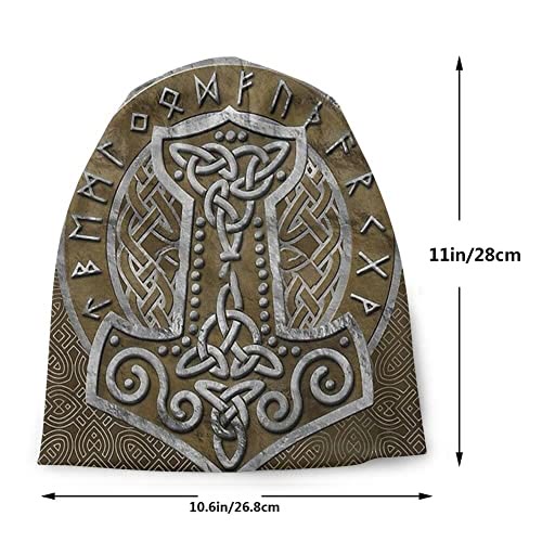 WorldNorse Mjolnir Celtic Knot Brown Beanie - image 1