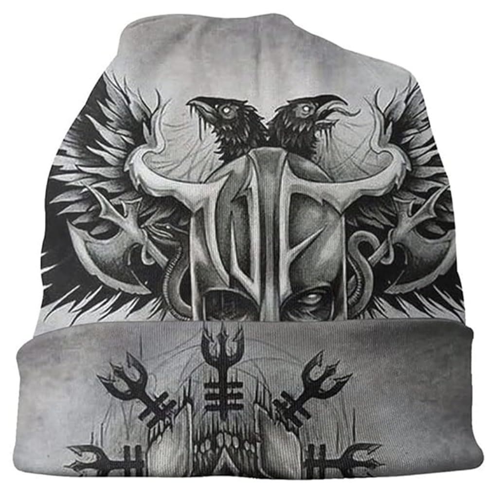 WorldNorse Viking Axe Skull Raven Beanie  - image 1