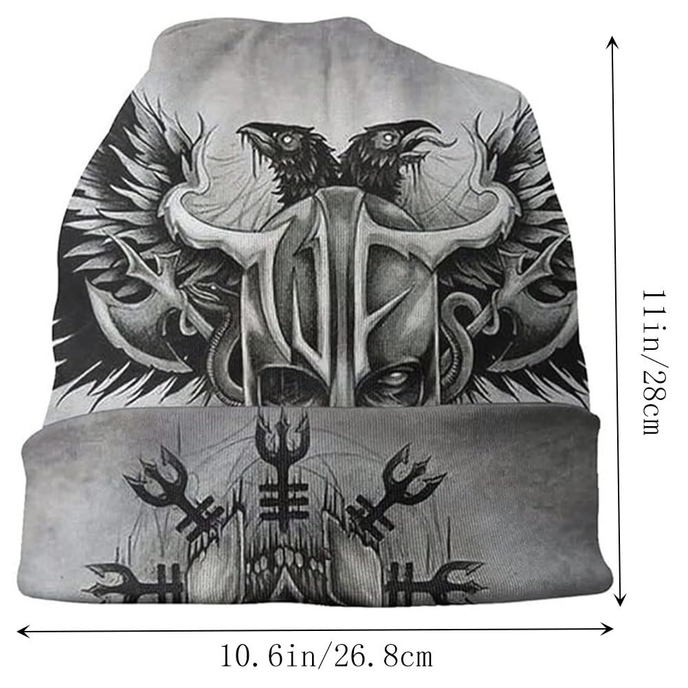WorldNorse Viking Axe Skull Raven Beanie  - image 3