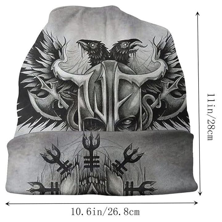 WorldNorse Viking Axe Skull Raven Beanie  - image 3