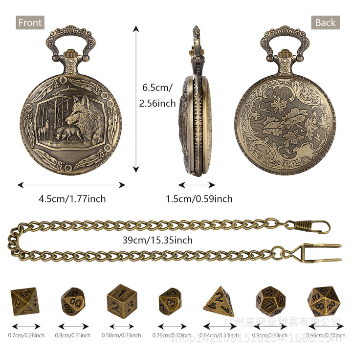 WorldNorse Embossed Wolves Dice Case Set Waist Chain - image 5