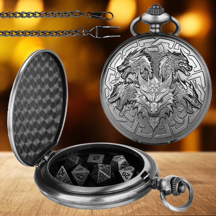 WorldNorse Norse Dragon Dice Accessories Waist Chain - Pocket Watch Case + Chain + Dice - Silver - image 8