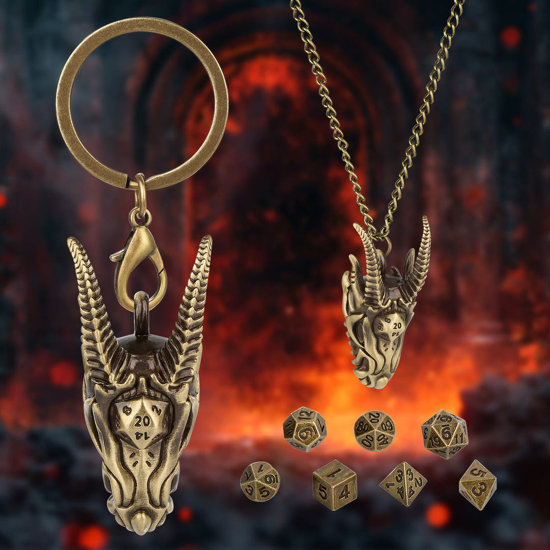 WorldNorse Viking Dragon Head Dice Necklace / Keychain - image 1