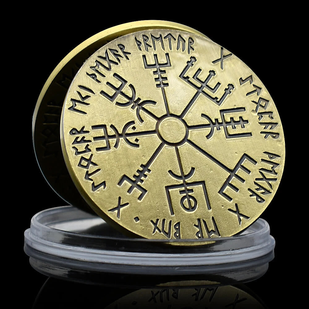 WorldNorse Viking Vegvisir Compass Lucky Coin - Vegvisir - image 1