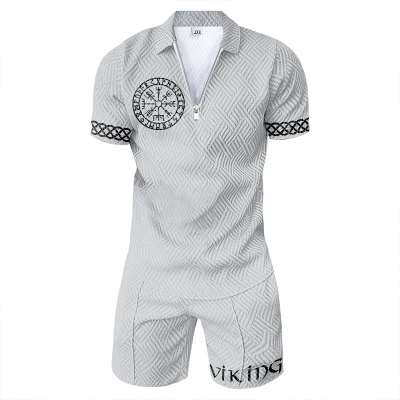 WorldNorse Celtic Knot Vegvisir Polo Shirt & Shorts Co-Ord Set - image 3