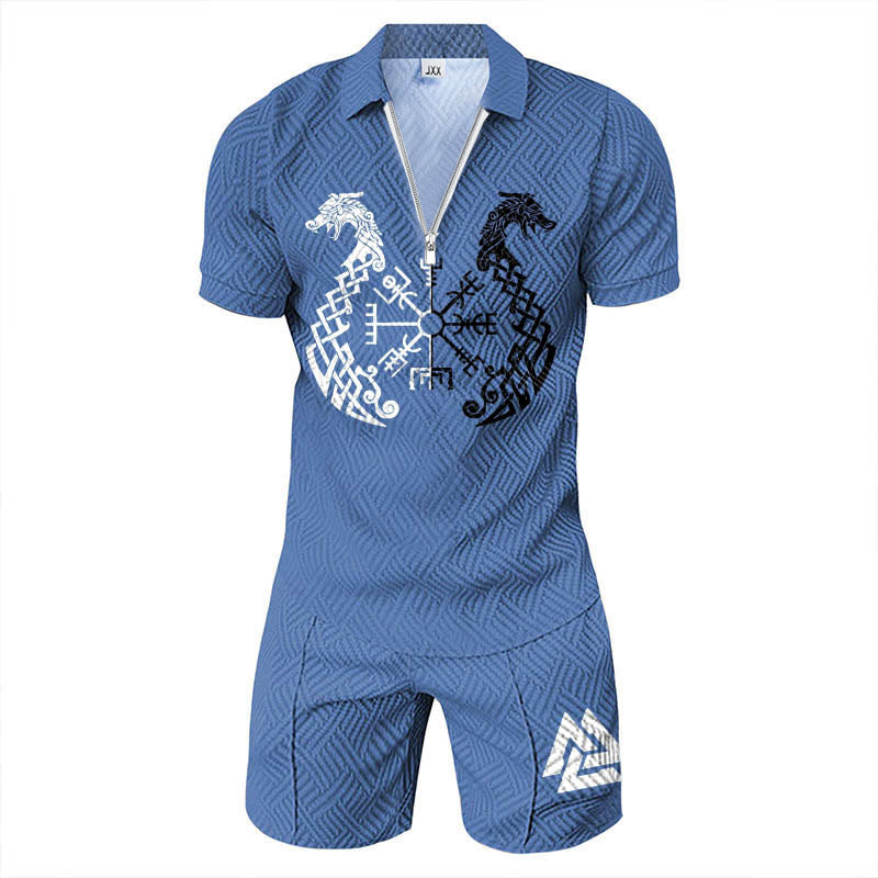 WorldNorse Norse Dragon Valknut Polo Shirt & Shorts Co-Ord Set - image 1