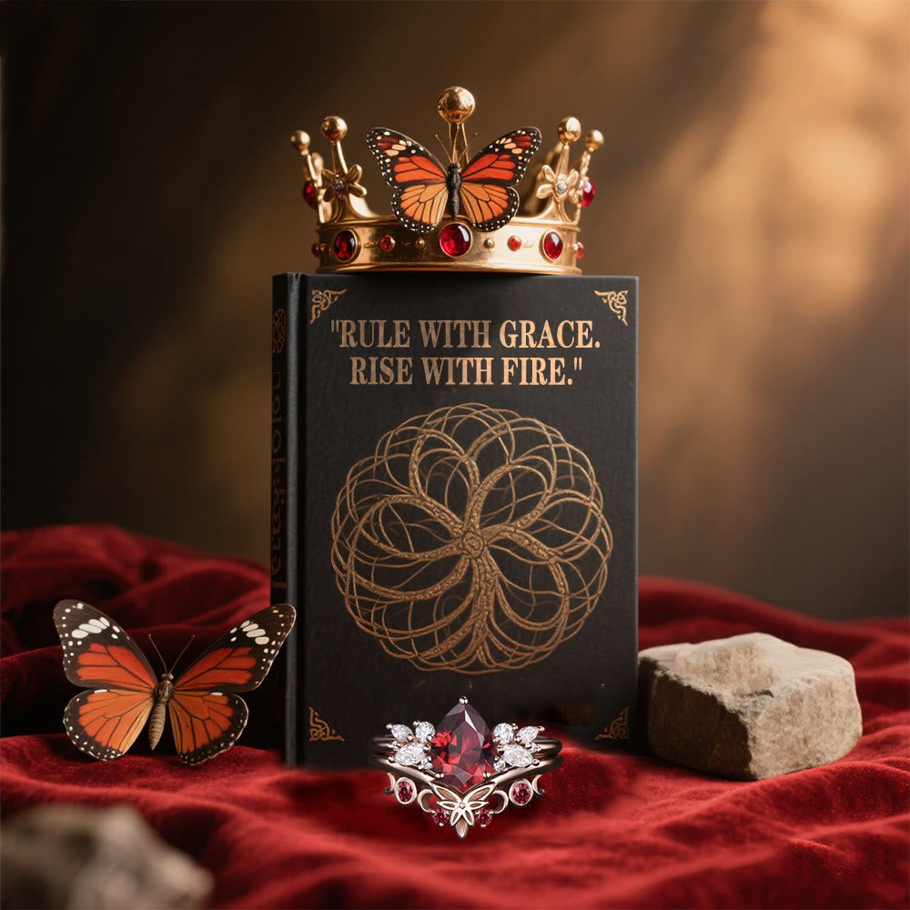WorldNorse Queen Butterfly Crown Garnet Ring - image 4