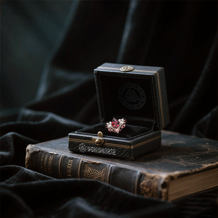 WorldNorse Queen Butterfly Crown Garnet Ring - image 5
