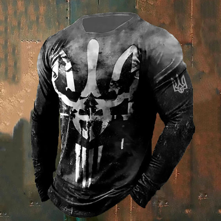 WorldNorse Men's Skull Trident Long T-shirt - Black & Gray - US/UK/AU50，EU60 (5XL) - image 0