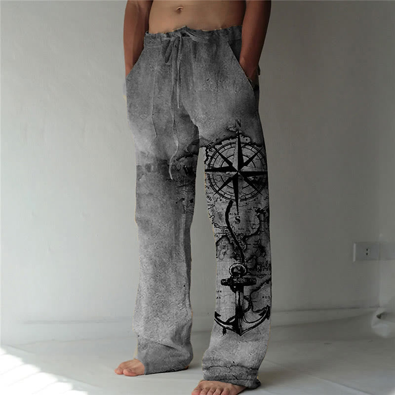 WorldNorse Vintage Compass Anchor Casual Pants - Grey - US/UK/AU52，EU62 (6XL) - image 1