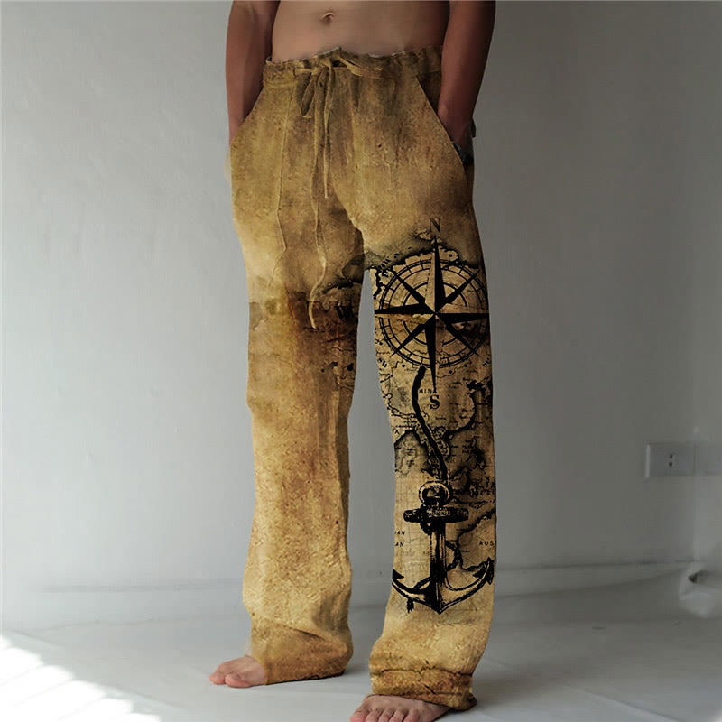 WorldNorse Vintage Compass Anchor Casual Pants - Brown - US/UK/AU52，EU62 (6XL) - image 1