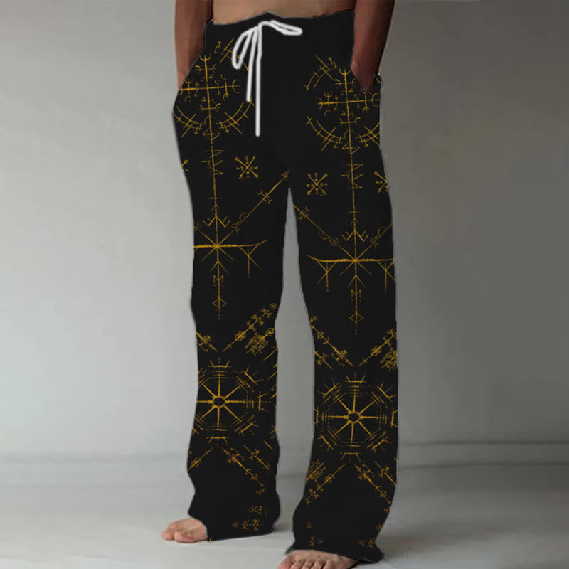 WorldNorse Viking Compass Printed Drawstring Casual Pants - US/UK/AU52，EU62 (6XL) - image 0