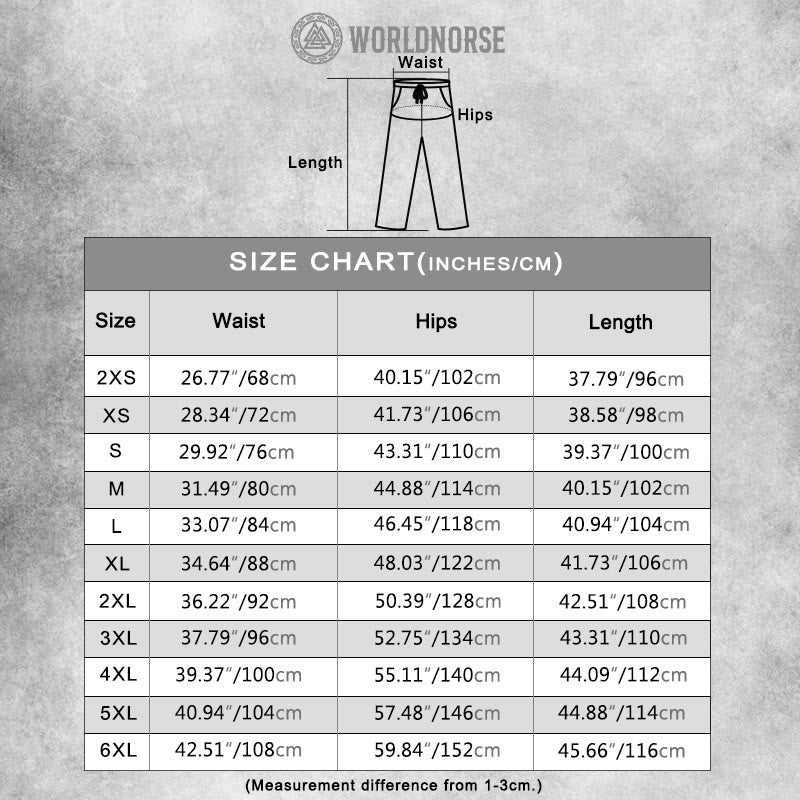 WorldNorse Viking Compass Printed Drawstring Casual Pants - image 1