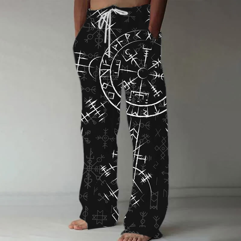 WorldNorse Viking Vegvisir Rune Drawstring Casual Pants - US/UK/AU52，EU62 (6XL) - image 1