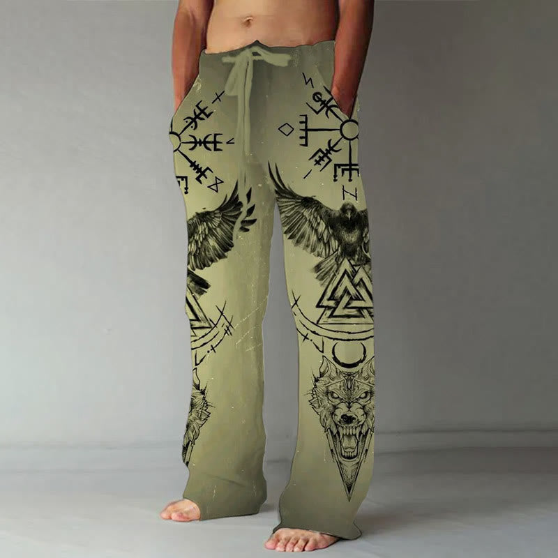 WorldNorse Wolves Vegvisir Valknut Raven Casual Pants - US/UK/AU52，EU62 (6XL) - image 0