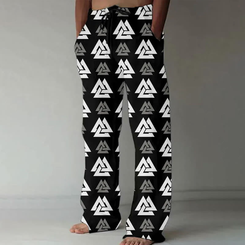 WorldNorse Viking Vintage Valknut Printed Casual Pants - US/UK/AU52，EU62 (6XL) - image 0