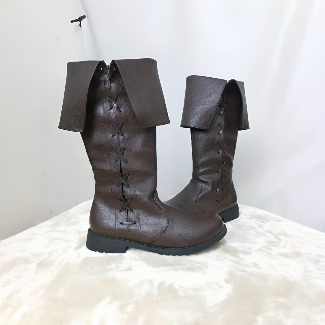 WorldNorse Viking Vintage Lace Up Low Heels Boots - image 11