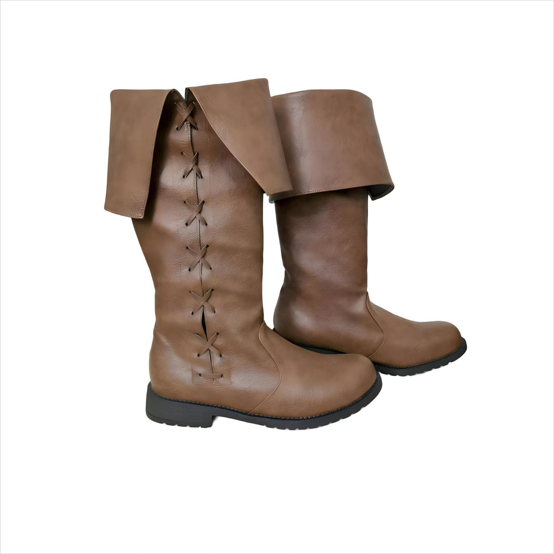 WorldNorse Viking Vintage Lace Up Low Heels Boots - Brown - US 13 - image 1