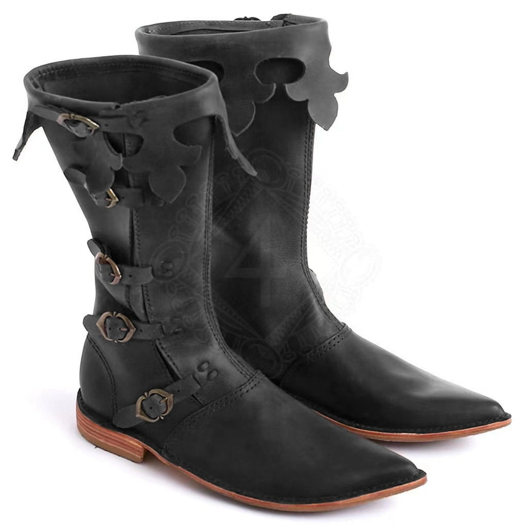Worldnorse Viking Buckle Pointed Roman Mid Calf Boots - image 5
