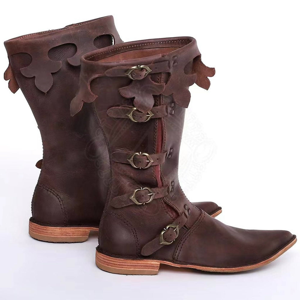 Worldnorse Viking Buckle Pointed Roman Mid Calf Boots - image 2