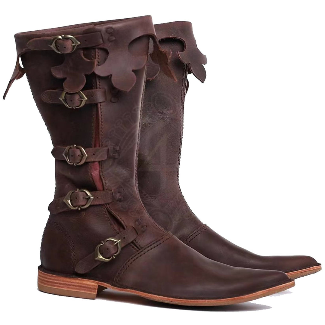 Worldnorse Viking Buckle Pointed Roman Mid Calf Boots - Brown - US 13 - image 1