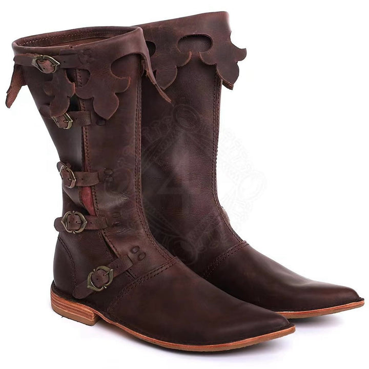 Worldnorse Viking Buckle Pointed Roman Mid Calf Boots - image 3