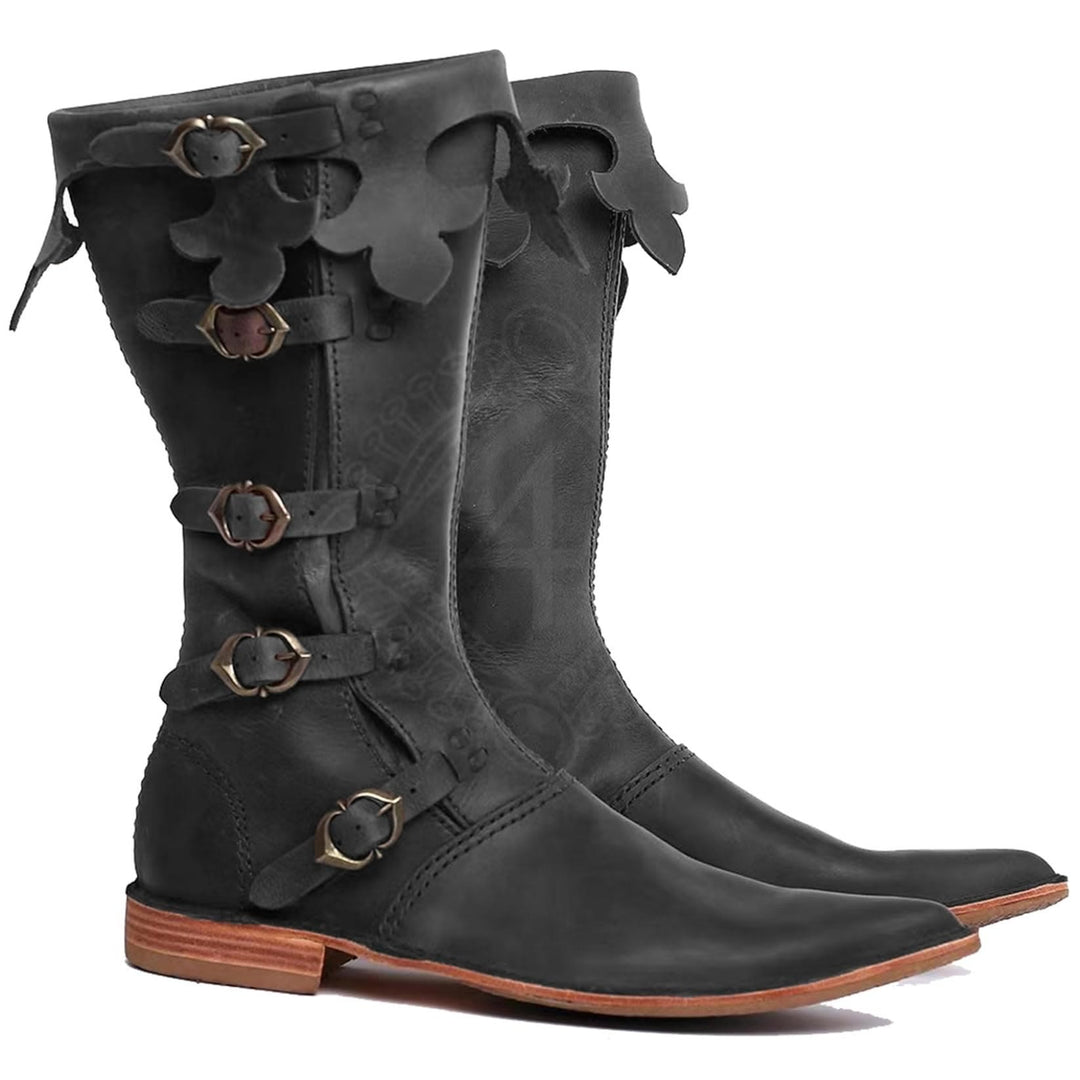 Worldnorse Viking Buckle Pointed Roman Mid Calf Boots - Black - US 13 - image 4