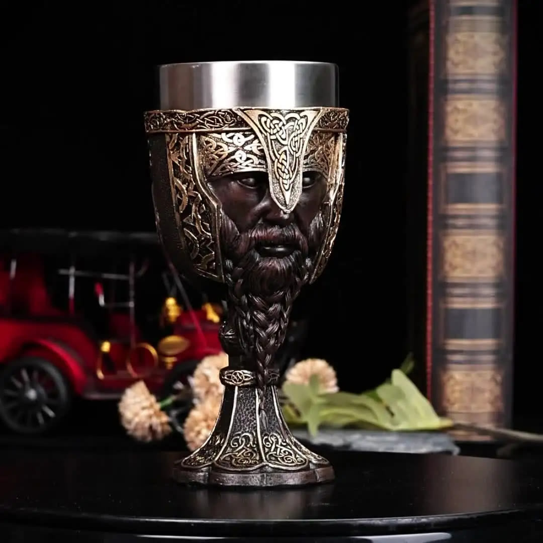 WorldNorse Viking Axe Warrior Wine Goblet - Viking Helmet Goblet - image 1