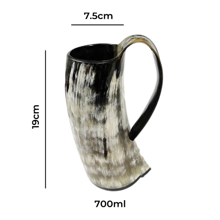 WorldNorse Viking Retro Natural Ox Horn Mug - Medium Double Red Wood Base - image 9