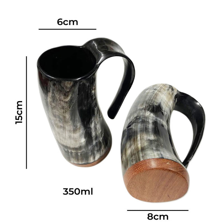 WorldNorse Viking Retro Natural Ox Horn Mug - Medium Red Wood Base - image 7