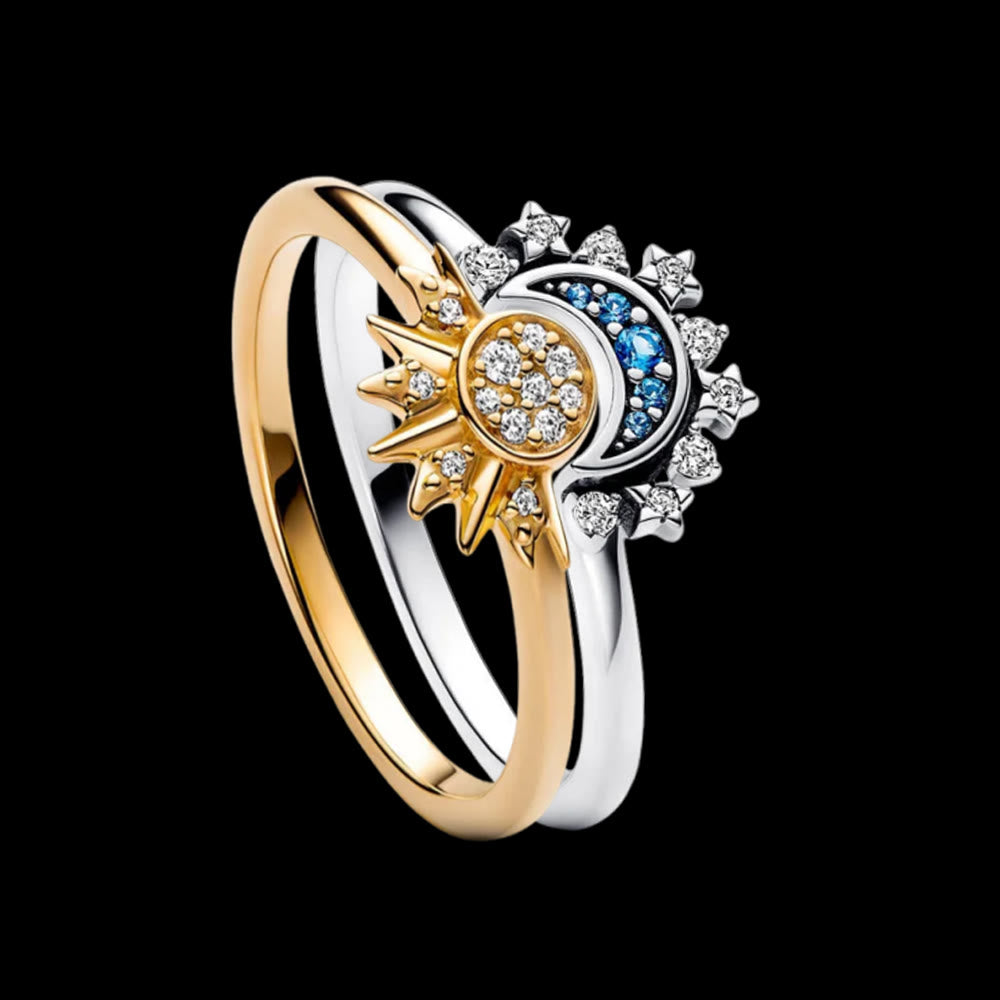 WorldNorse Máni Sun & Moon Ring Set - Gold & Silver - US 10 - image 1