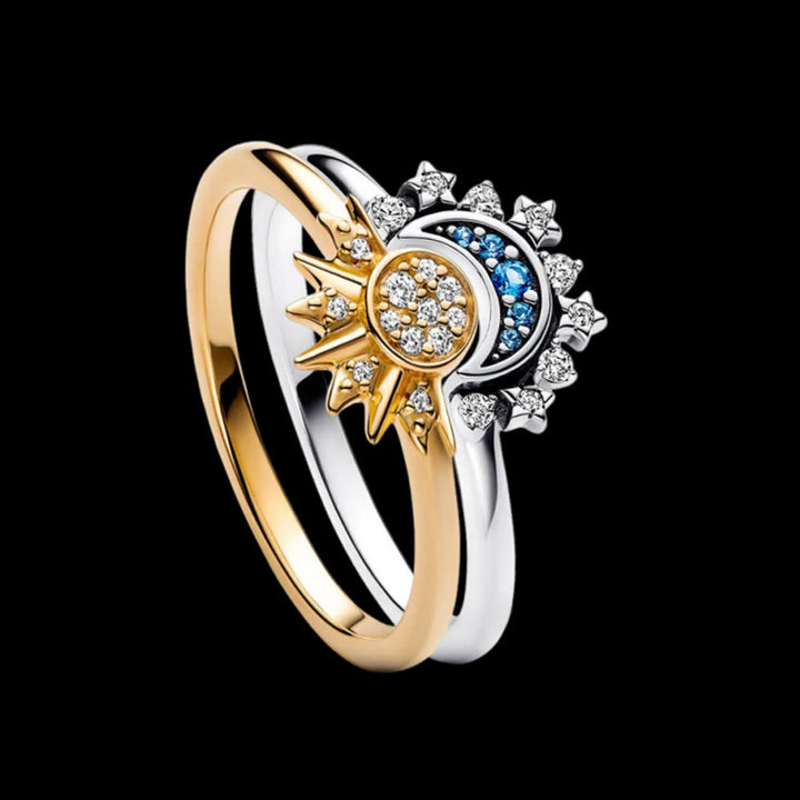 WorldNorse Máni Sun & Moon Ring Set - Gold & Silver - US 10 - image 1