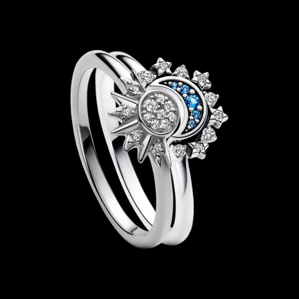 WorldNorse Máni Sun & Moon Ring Set - Silver - US 10 - image 6