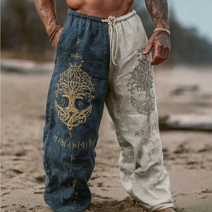 WorldNorse Vintage Tree Of Life Rune Linen Pants - US/UK/AU50，EU60 (5XL) - image 0