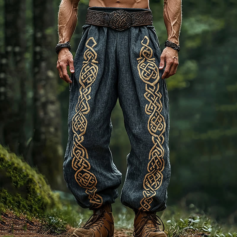 WorldNorse Viking Double Layered Celtic Knot Linen Pants - US/UK/AU50，EU60 (5XL) - image 1