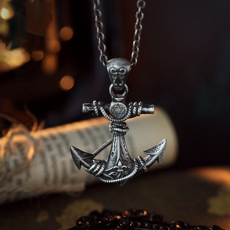 WorldNorse 999 Sterling Silver Gothic Anchor Necklace - With King Kong Chain - image 1