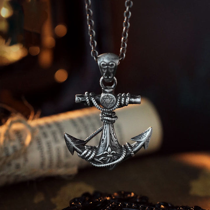 WorldNorse 999 Sterling Silver Gothic Anchor Necklace - With King Kong Chain - image 1