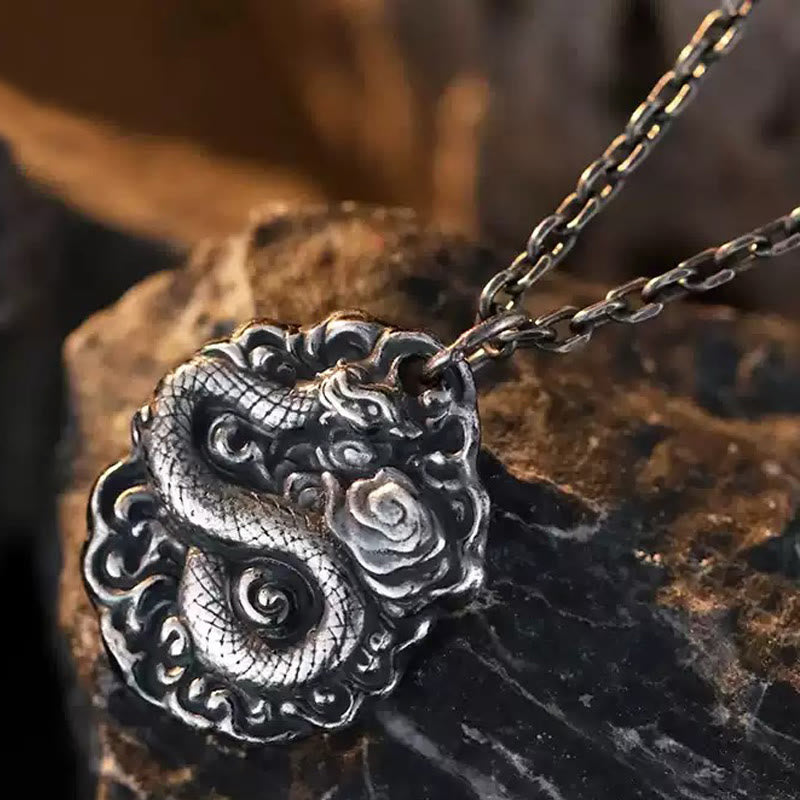 WorldNorse 999 Sterling Silver Lucky Snake Pendant Necklace - With King Kong Chain - image 1