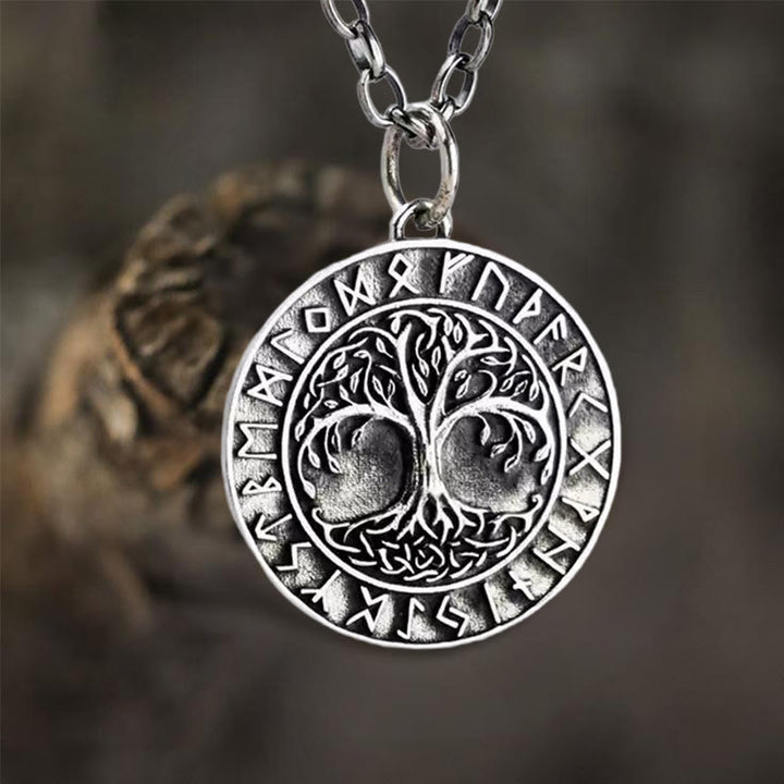WorldNorse Handcrafted 925 Silver Yggdrasil Rune Necklace - With 60cm O-shaped Chain - image 0