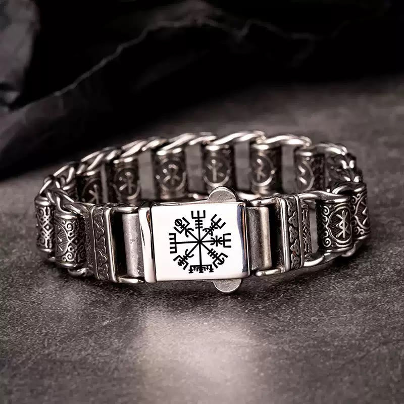 WorldNorse Viking Rune Barrel Chain Bracelet - Vegvisir - 22cm - image 1