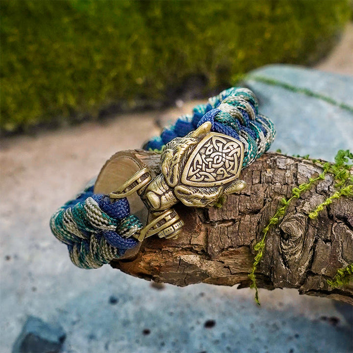 WorldNorse Viking Leopard Shield Paracord Braided Bracelet - image 2