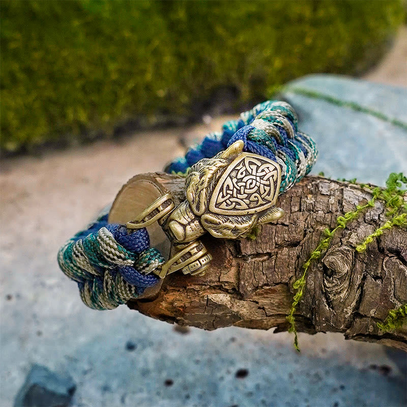 WorldNorse Viking Leopard Shield Paracord Braided Bracelet - image 1