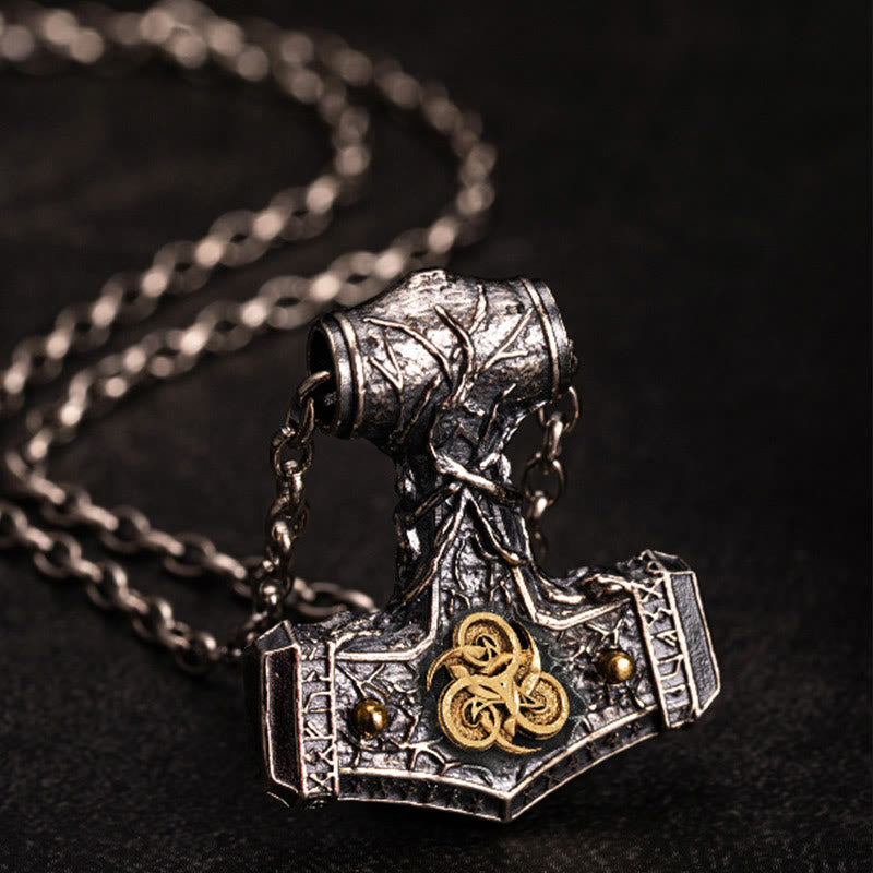 WorldNorse 925 Sterling Silver Thor Hammer Hurricane Force Necklace - With Chain - image 1