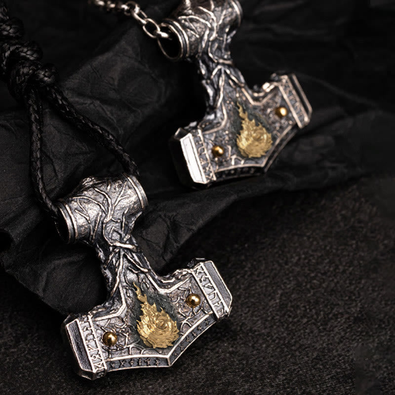 WorldNorse Handcrafted 925 Silver Thor Hammer Song Of Flame Necklace - image 4