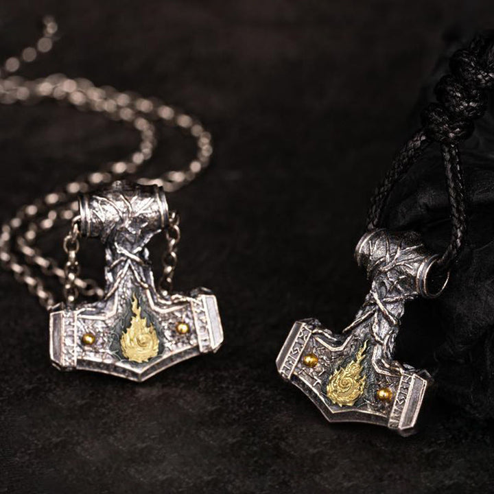 WorldNorse 925 Sterling Silver Thor Hammer Song Of Flame Necklace - image 3