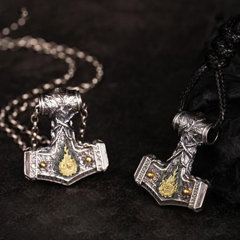 WorldNorse 925 Sterling Silver Thor Hammer Song Of Flame Necklace - image 4