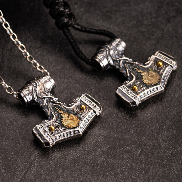 WorldNorse Handcrafted 925 Silver Thor Hammer Song Of Flame Necklace - image 2