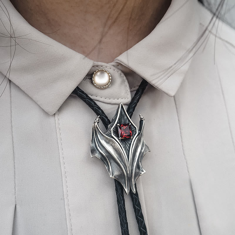 WorldNorse 925 Sterling Silver Gothic Wing Bolo Tie Necklace - image 2