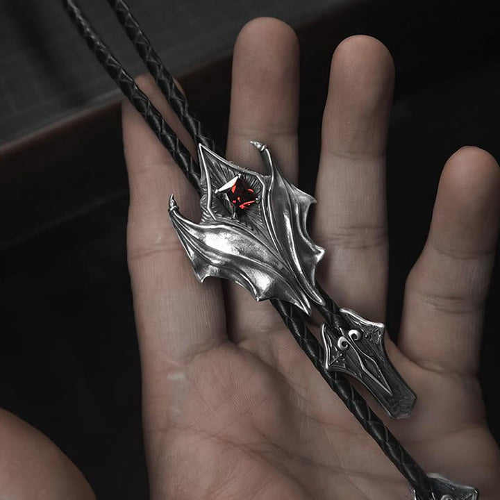 WorldNorse 925 Sterling Silver Gothic Wing Bolo Tie Necklace - image 3